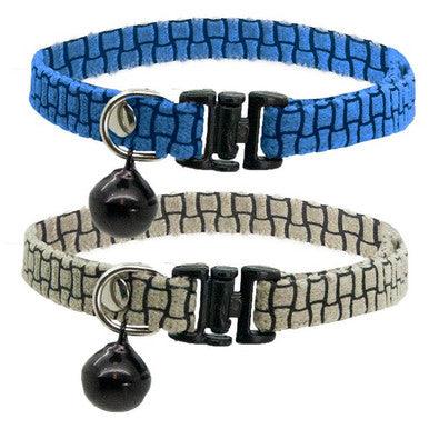 Cat Circus Collar Embossed Velvet Kitten Blue