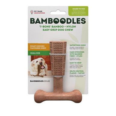 Bamboodles T Bone Chew Toy for Dogs Small 4Inch Chicken Flavour