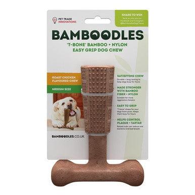 Bamboodles T Bone Chew Toy for Dogs Medium 6Inch Chicken Flavour