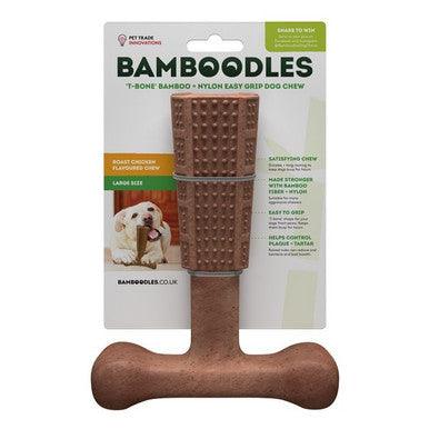 Bamboodles T Bone Chew Toy for Dogs Large 7Inch Chicken Flavour