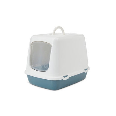 Savic Oscar Hooded Cat Toilet White / Bluestone