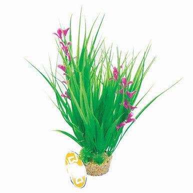 Betta 10Inch Green and Pink Plastic Plant With Sand Base