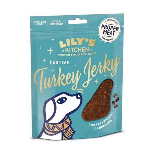 Lilys Kitchen Christmas Festive Turkey Jerky for Dogs 70g