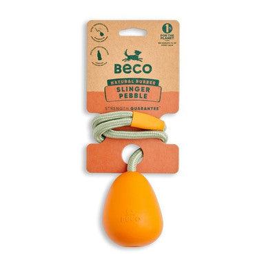 Beco Natural Rubber Pebble Slinger Toy for Fetch Orange