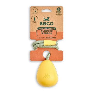 Beco Natural Rubber Pebble Slinger Toy for Fetch Yellow