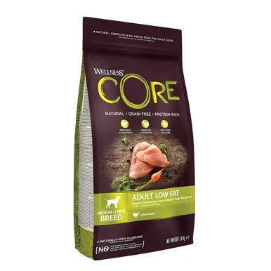 Wellness CORE Adult Low Fat natural grain-free protein-rich dog food for medium-large breeds