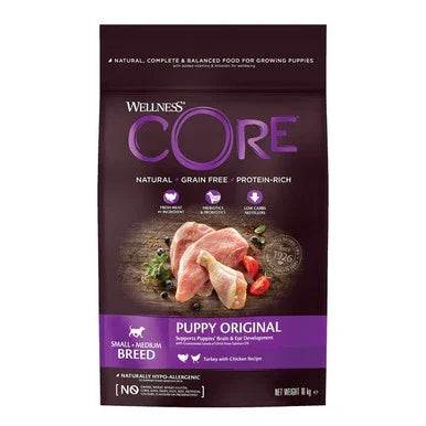 Wellness CORE Puppy Original natural grain-free protein-rich dog food for small-medium breeds with turkey and chicken recipe