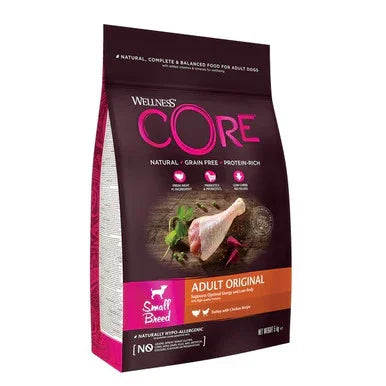 Wellness CORE Natural Grain-Free Adult Original Small Breed Dog Food bag with turkey and chicken image