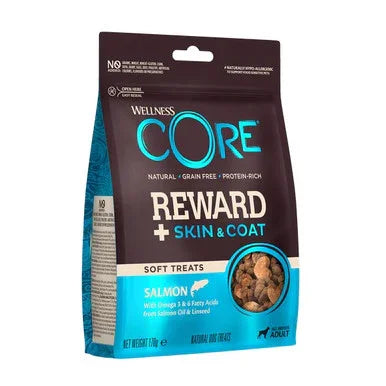 Wellness CORE Reward Skin & Coat salmon soft dog treats bag, grain-free, natural, protein-rich