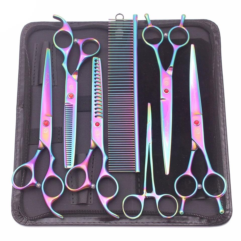 Purple Dragon Dog Grooming Scissors Kit 7" 6.5" Stainless Pet Kit