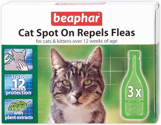 Beaphar Cat Spot On Repels Fleas 12 Week 3 pipettes