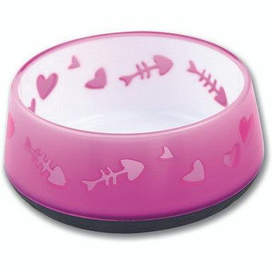 All For Paws Anti Slip Cat Bowl Pink Fish