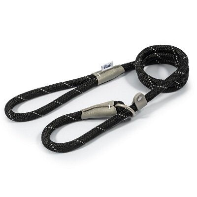 Ancol Viva Rope Reflective Slip Lead Black 12mm x 1.2m