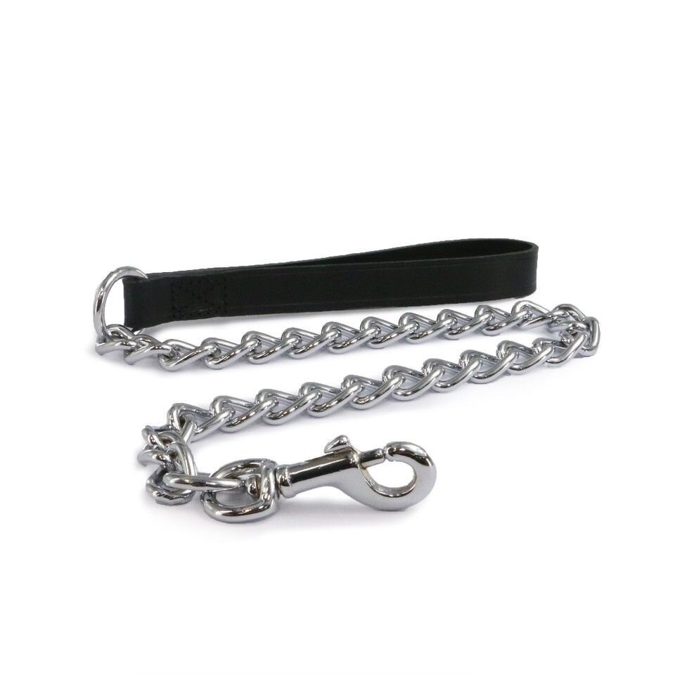 Ancol Classic Collection Leather Extra Heavy Chain Lead Black 80cm