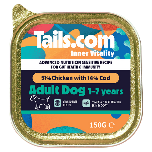 Tails.com Inner Vitality Sensitive Adult Chicken & Cod Alu Tray 150g