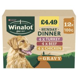 WINALOT Sunday Dinner Pouches Mixed in Gravy 12pk PMP £4.49, 100g