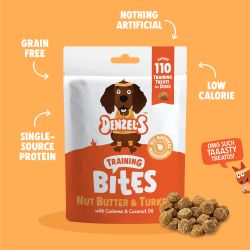 Denzel's Nut Butter & Turkey Training Bites for dogs, 100g