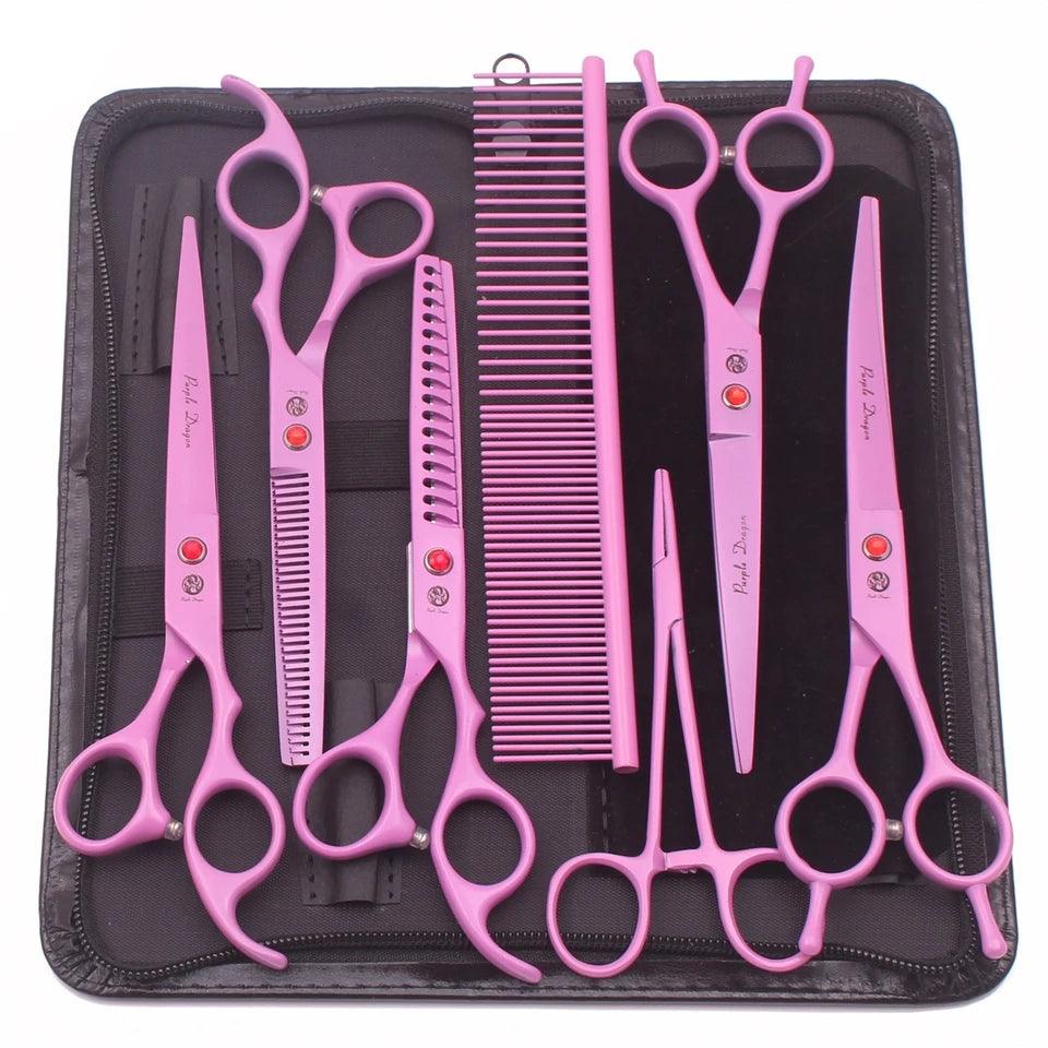 Purple Dragon Dog Grooming Scissors Kit 7" 6.5" Stainless Pet Kit