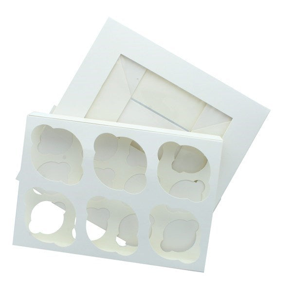White Cupcake/Muffin Box with Transparent Lid - Available in 6 & 12 Capacity
