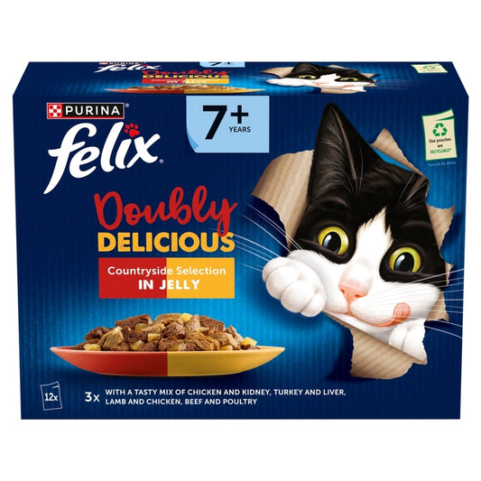 Felix Senior As Good As It Looks Pouches Doubly Delicious 7+ Meat 85g x 12
