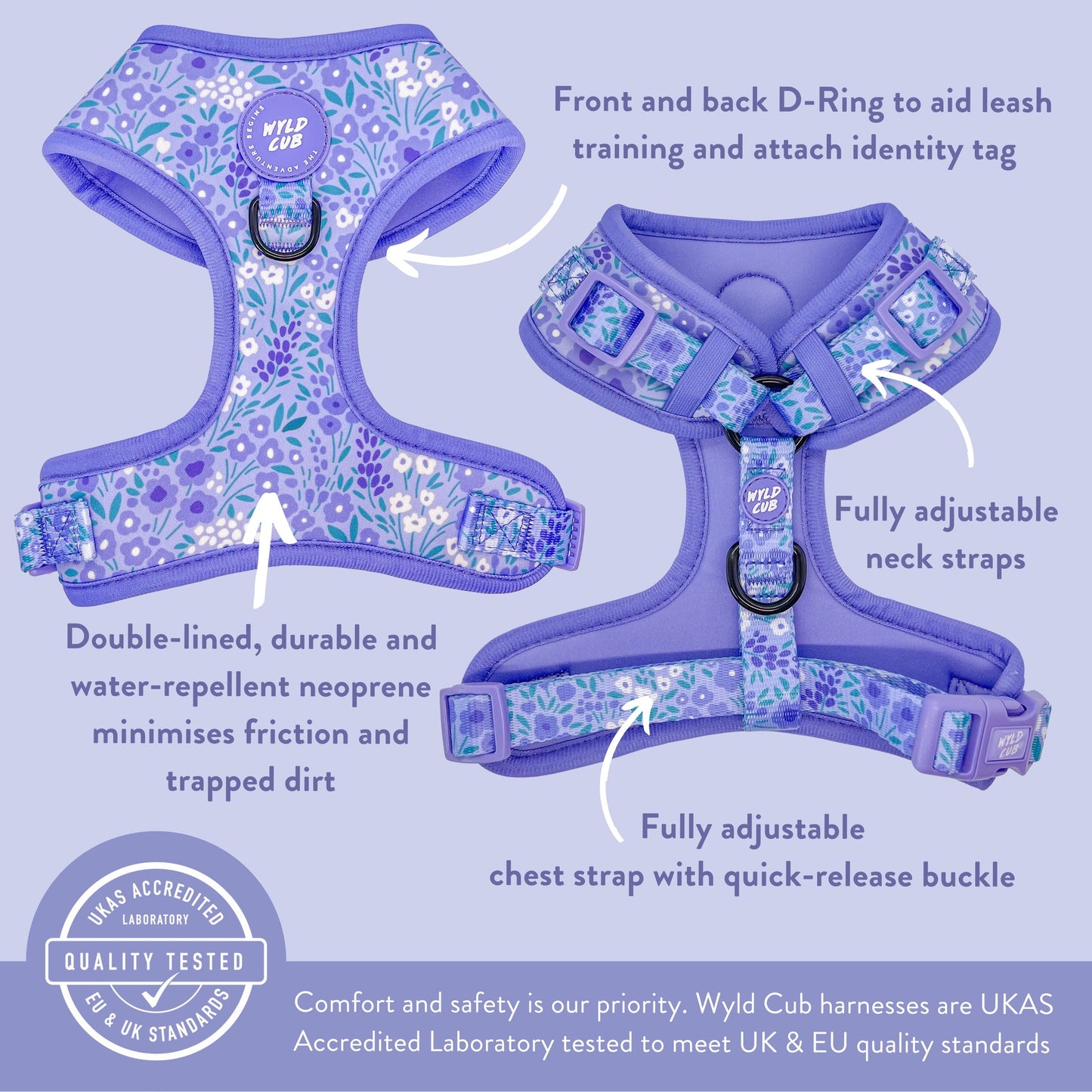 Wyld Cub - Adjustable Dog Harness: Notting Hill Wisteria