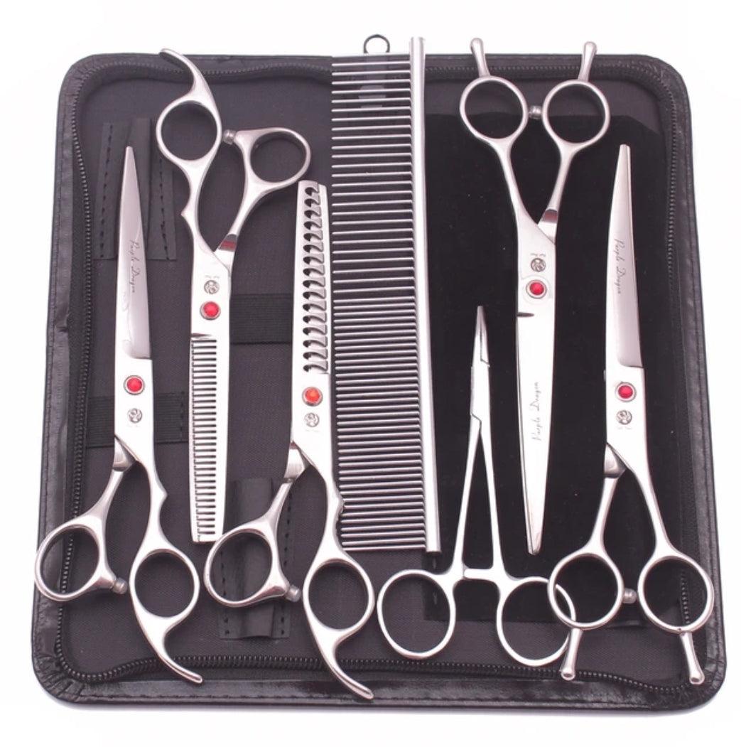 Purple Dragon Dog Grooming Scissors Kit 7" 6.5" Stainless Pet Kit