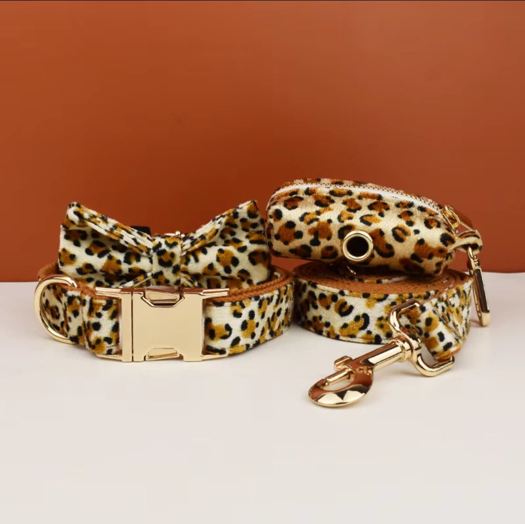 Leopard Print Dog Harness, Lead & Accessories