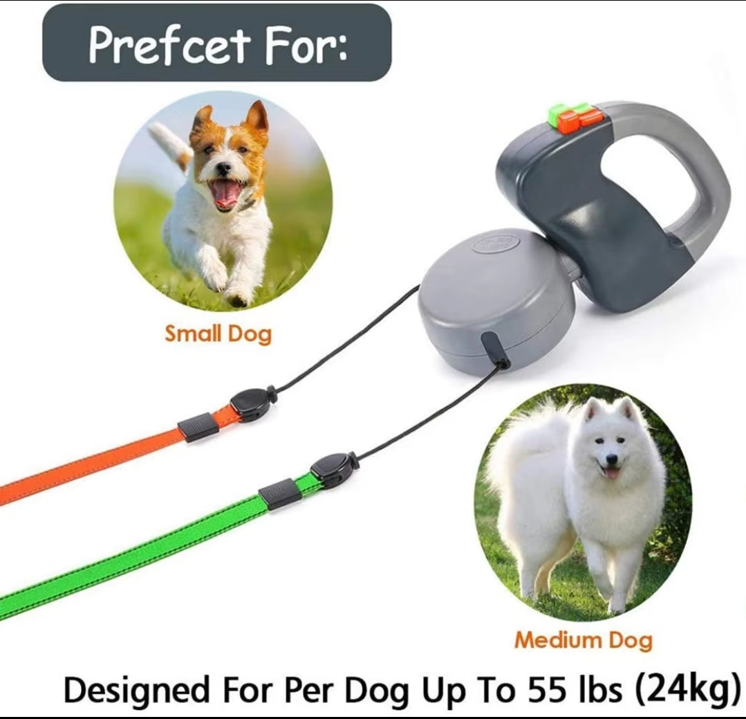 Double Dog Anti Twist Extendable Lead - No More Tangle!