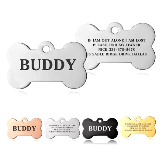 Engraved Bone Dog ID Tag