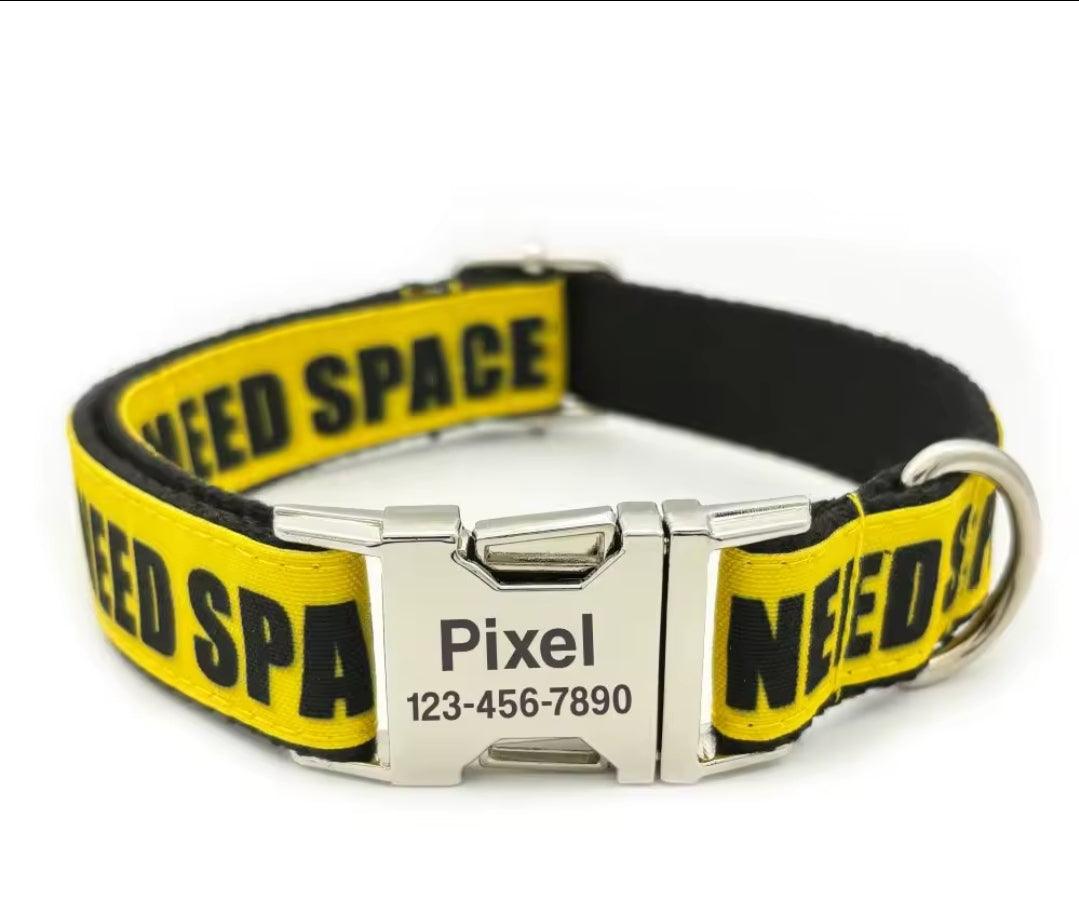 Do Not Pet - I Need Space - I Bite - Collar & Lead Set ( Free Engraving)