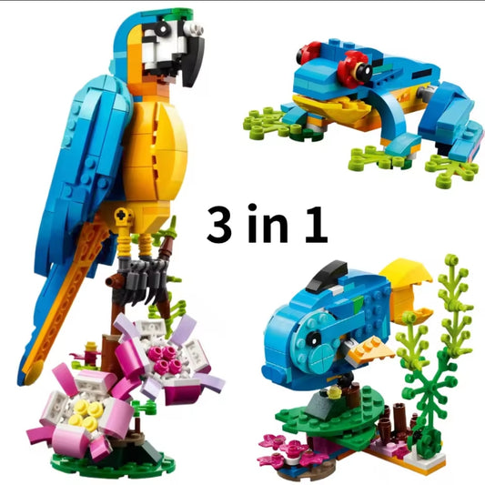 3-in-1 Parrot, Fish & Frog Bullding Set