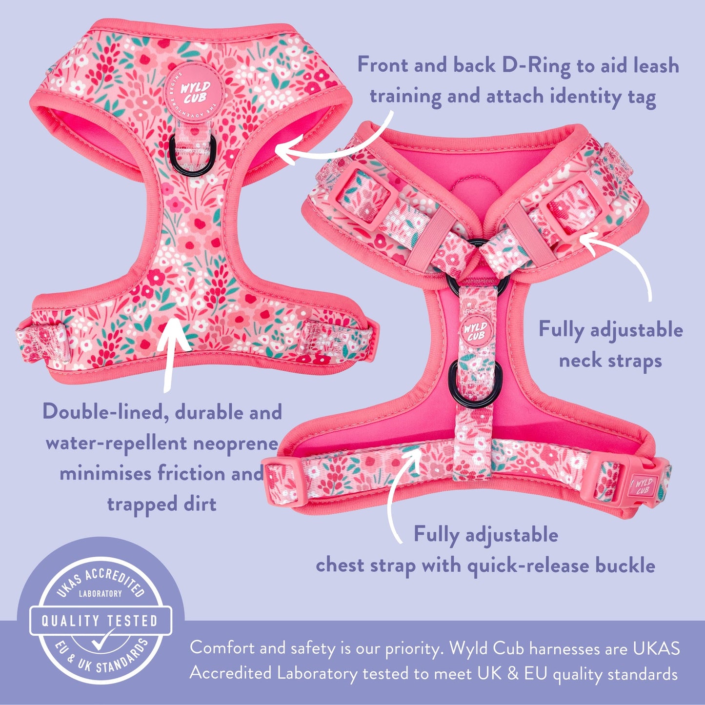 Wyld Cub - Adjustable Dog Harness: Notting Hill Rosé