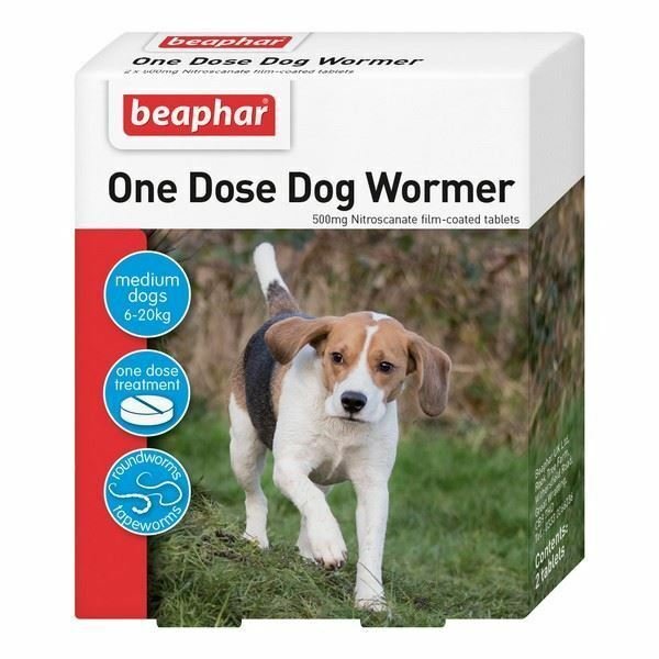 Beaphar One Dose Worming Tablet for Dogs (6-20kg) 2 Tablets