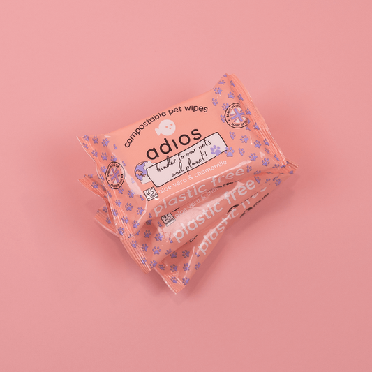 Adios Plastic Compostable Pet Wipes 25 Pack - North East Pet Shop Adios