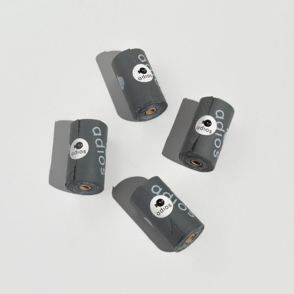 Adios Plastic Compstable Poo Bag Grey 15''s - North East Pet Shop Adios