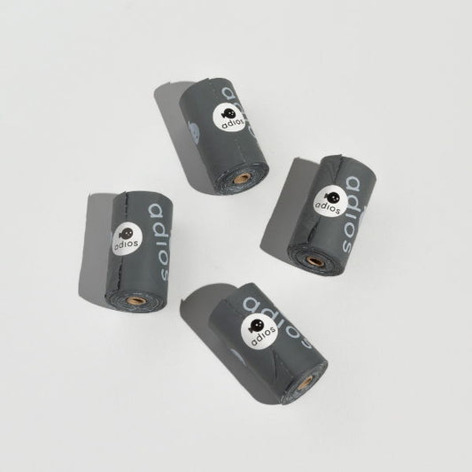 Adios Plastic Compstable Poo Bag Grey 15''s - North East Pet Shop Adios