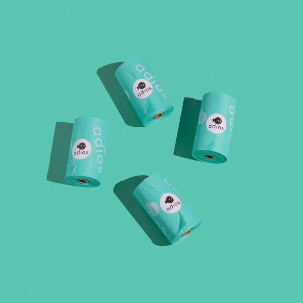 Adios Plastic Compstable Poo Bag Mint 15''s - North East Pet Shop Adios