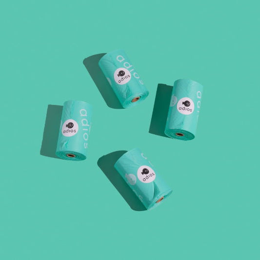 Adios Plastic Compstable Poo Bag Mint 15''s - North East Pet Shop Adios