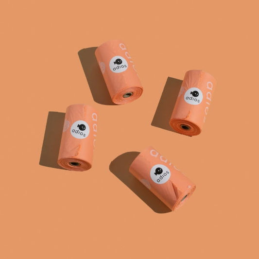 Adios Plastic Compstable Poo Bag Pink 15''s - North East Pet Shop Adios