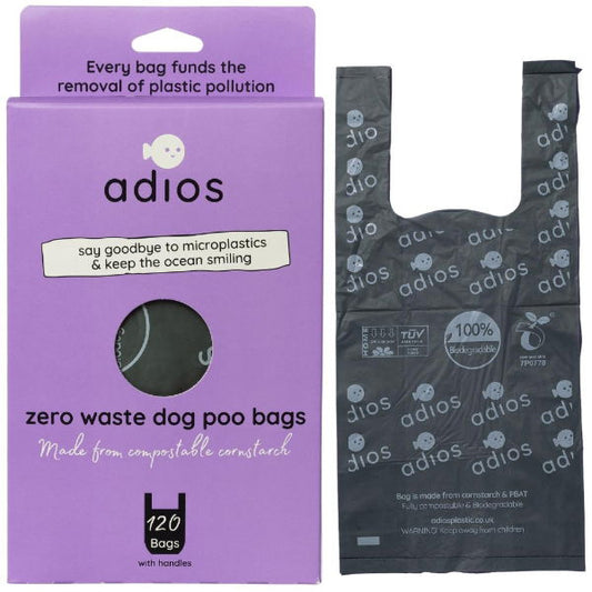 Adios Plastic Large Handle Bag Loose 120pcs - North East Pet Shop Adios