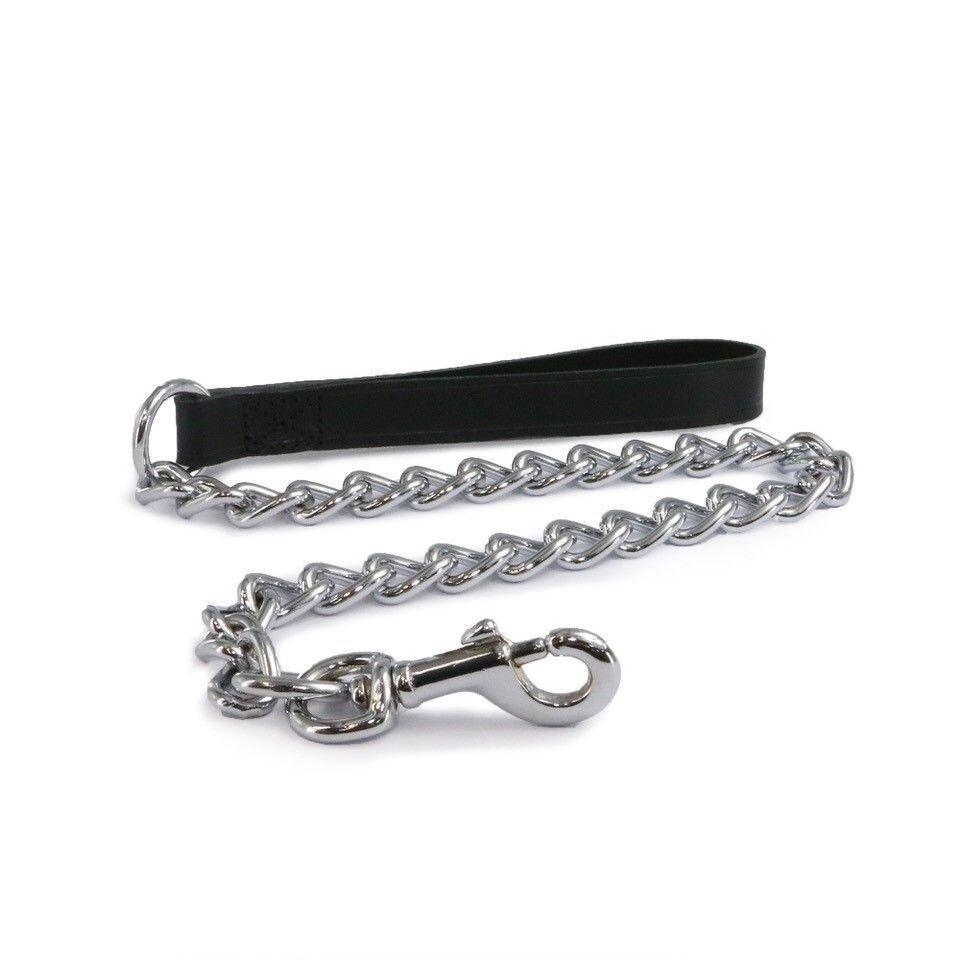 Ancol Classic Collection Leather Extra Heavy Chain Lead Black 80cm - North East Pet Shop Ancol