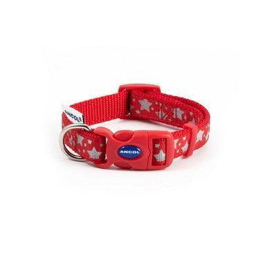 Ancol Fashion Reflective Stars Red Adj Collar 30-50cm - North East Pet Shop ANCOL