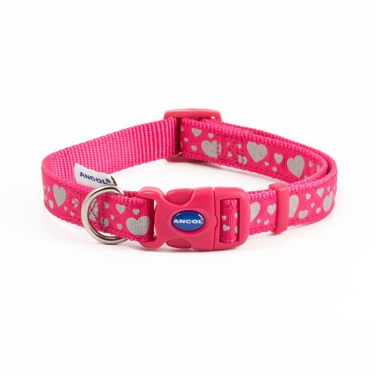 Ancol Hearts Reflective Collar Pink 2-5 - North East Pet Shop Ancol