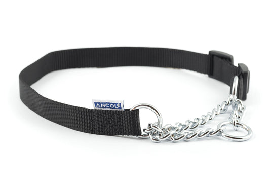 Ancol Nyl Chain Check Col Blck S4-7 - North East Pet Shop Ancol