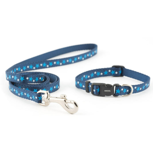 Ancol Small Bite Star Collar & Lead Blue - North East Pet Shop Ancol