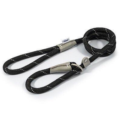 Ancol Viva Rope Reflective Slip Lead Black 12mm x 1.2m - North East Pet Shop Ancol
