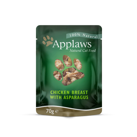Applaws Cat Chicken Breast with Asparagus Pouches 12 x 70g - North East Pet Shop Applaws