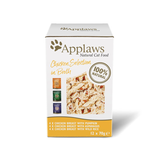 Applaws Cat Chicken Selection in Broth Pouches 48 x 70g - North East Pet Shop Applaws