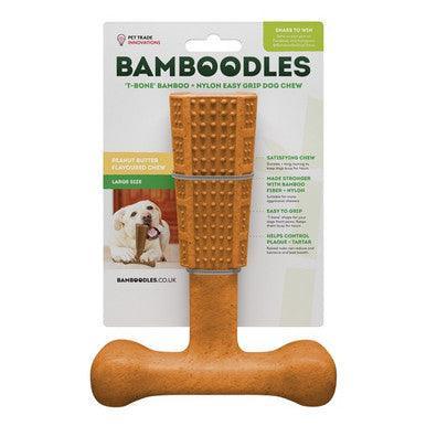 Bamboodles T Bone Chew Toy for Dogs Large 7Inch Peanut Butter Flavour - North East Pet Shop Bamboodles