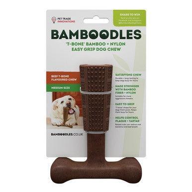 Bamboodles T Bone Chew Toy for Dogs Medium 6Inch Beef Flavour - North East Pet Shop Bamboodles